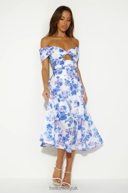 Clothing Hello Molly Soft Memory Midi Dress Blue 866R44908