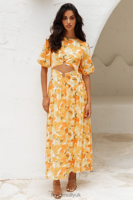 Clothing Hello Molly Sunlight Wondering Midi Dress Yellow 866R44646