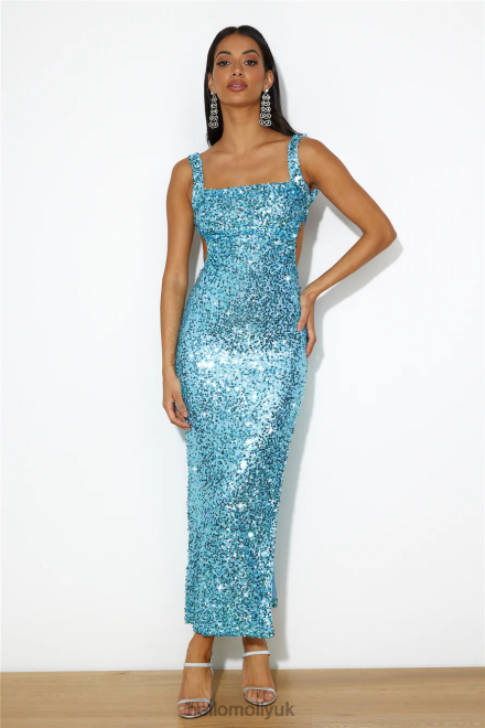 Clothing Hello Molly Bright Glimmer Sequin Midi Dress Blue 866R44390
